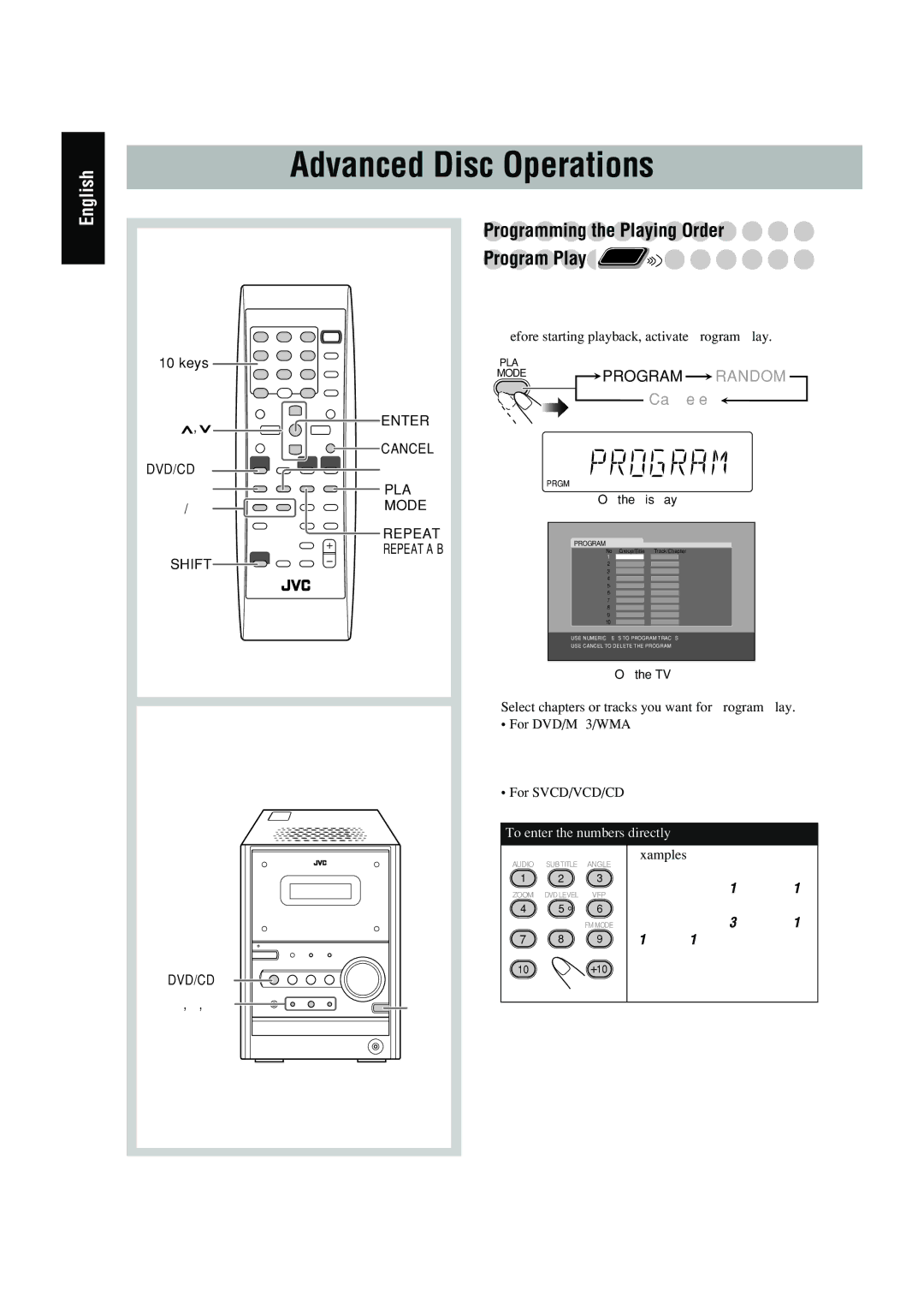 JVC FS-P550 manual Advanced Disc Operations, Programming the Playing Order, Before starting playback, activate Program Play 