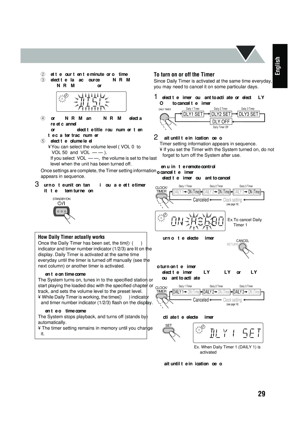 JVC FS-P550 manual To turn on or off the Timer, How Daily Timer actually works 