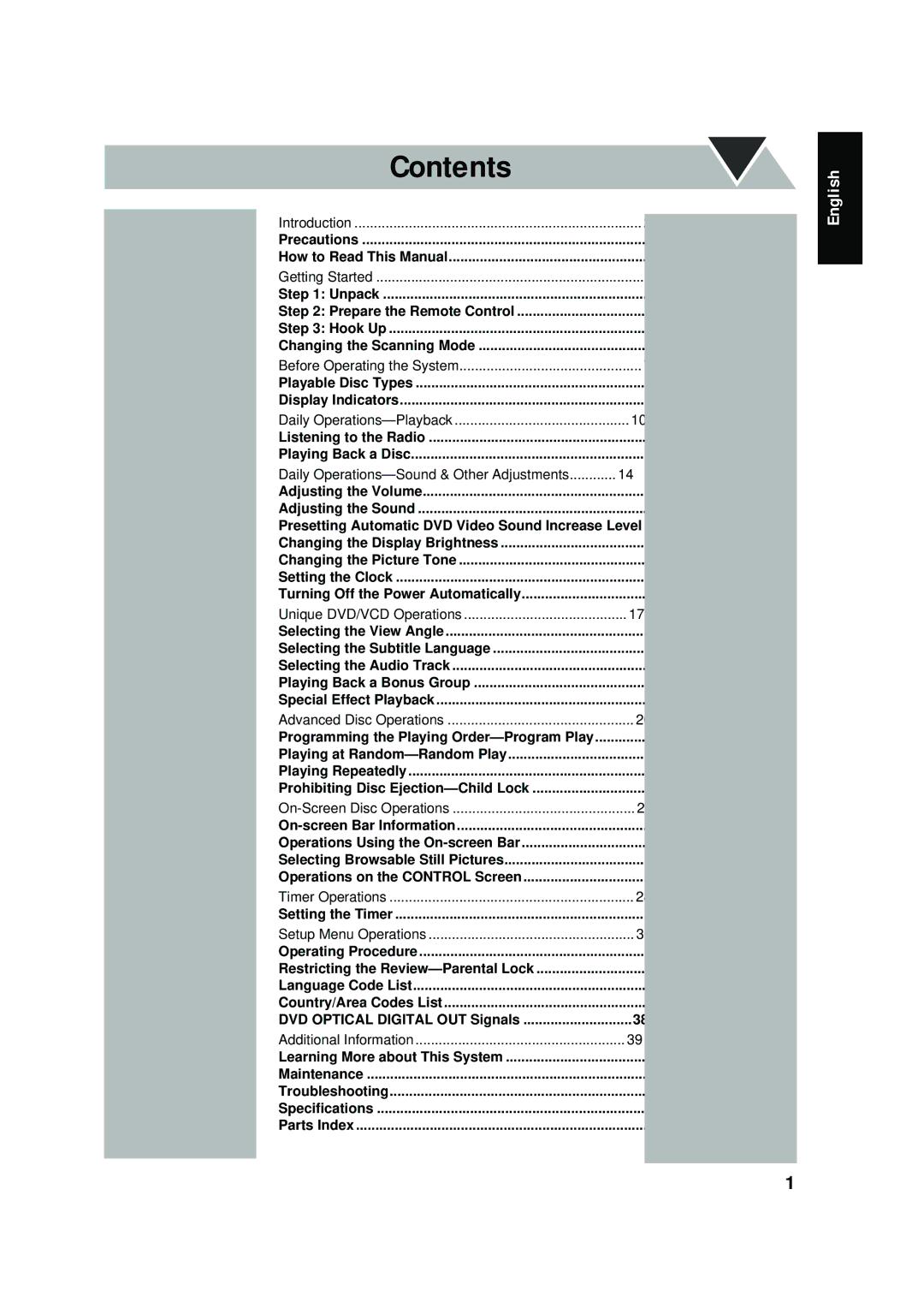 JVC FS-P550 manual Contents 