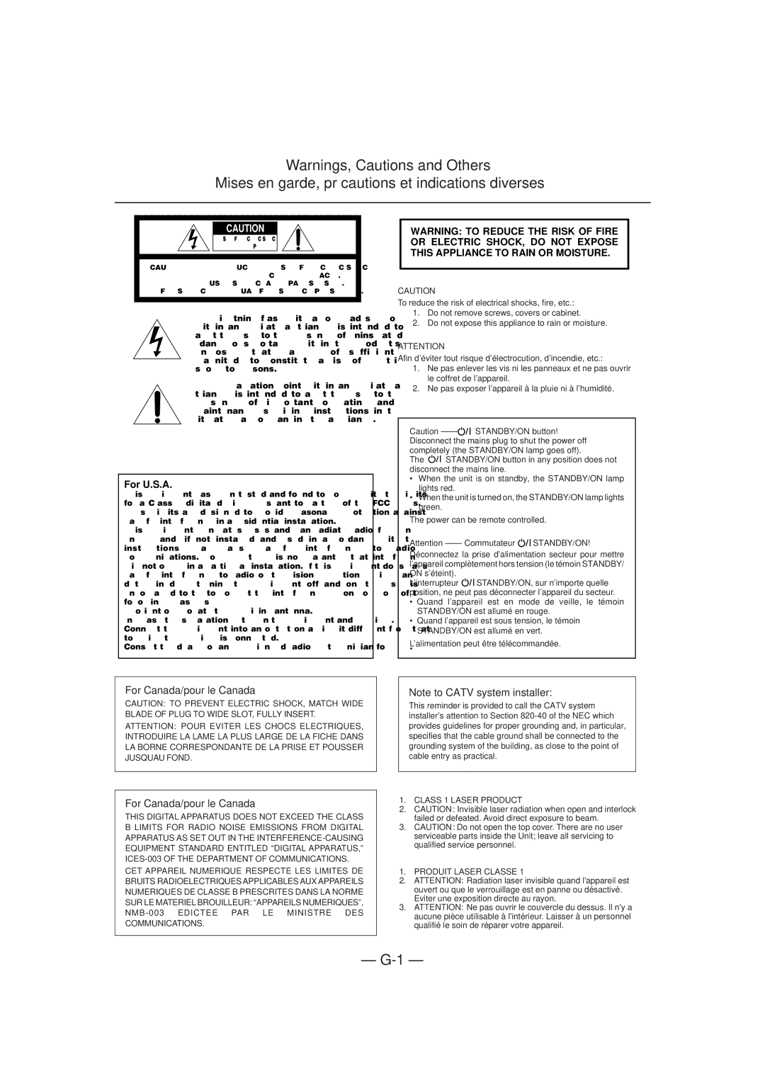 JVC FS-P7 manual Mises en garde, précautions et indications diverses 