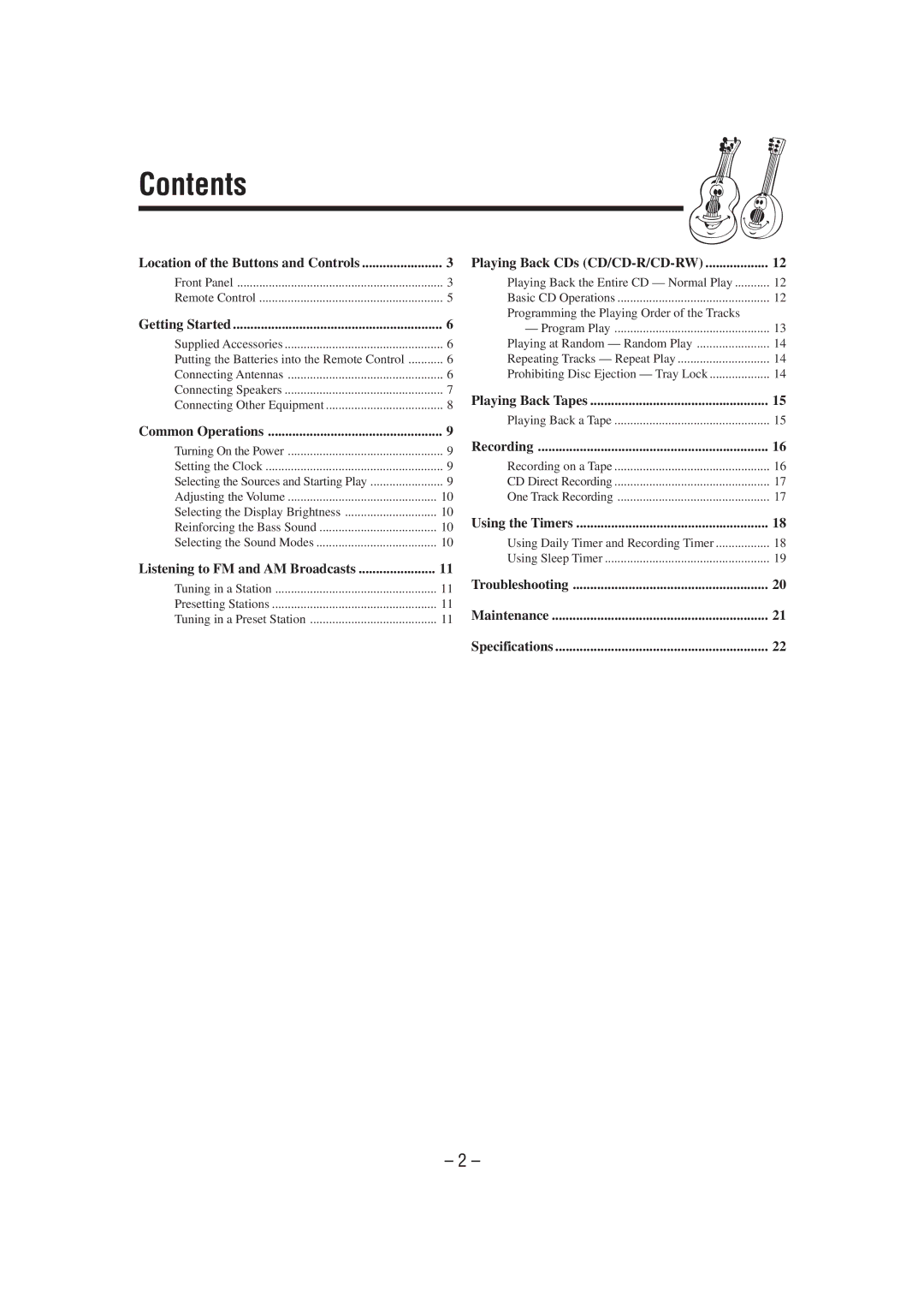 JVC FS-P7 manual Contents 