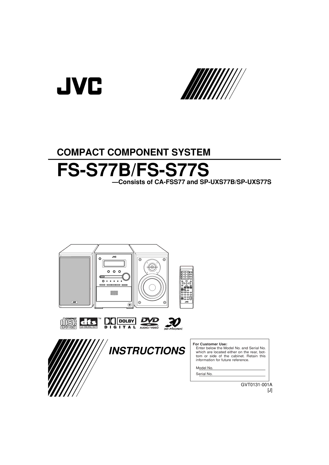 JVC FS-S77B/FS-S77S manual 