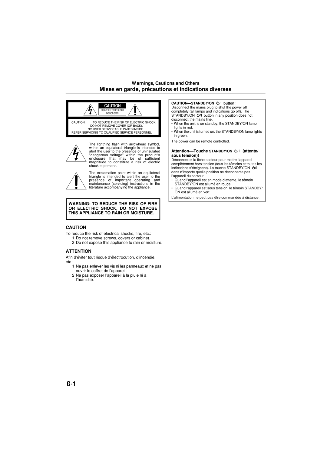 JVC FS-S77B/FS-S77S manual Mises en garde, précautions et indications diverses 