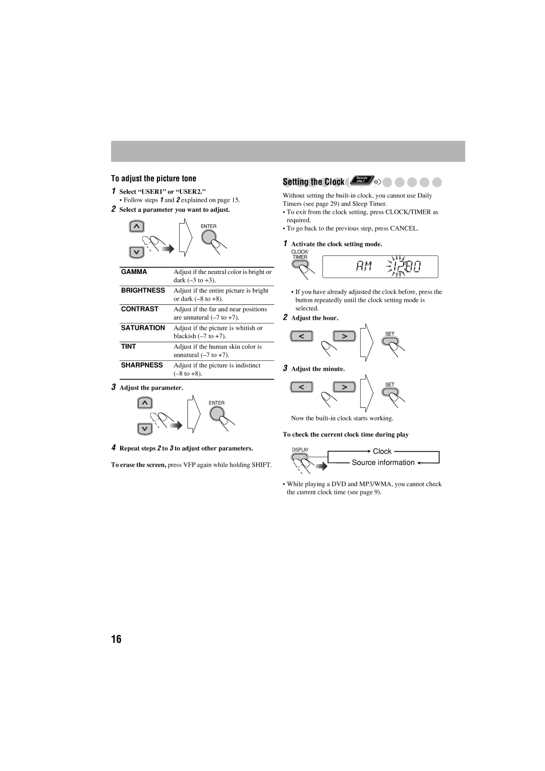 JVC FS-S77B/FS-S77S manual To adjust the picture tone 