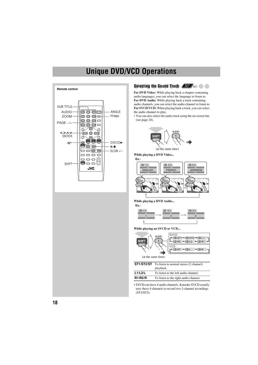 JVC FS-S77B/FS-S77S manual Unique DVD/VCD Operations, While playing a DVD Video 