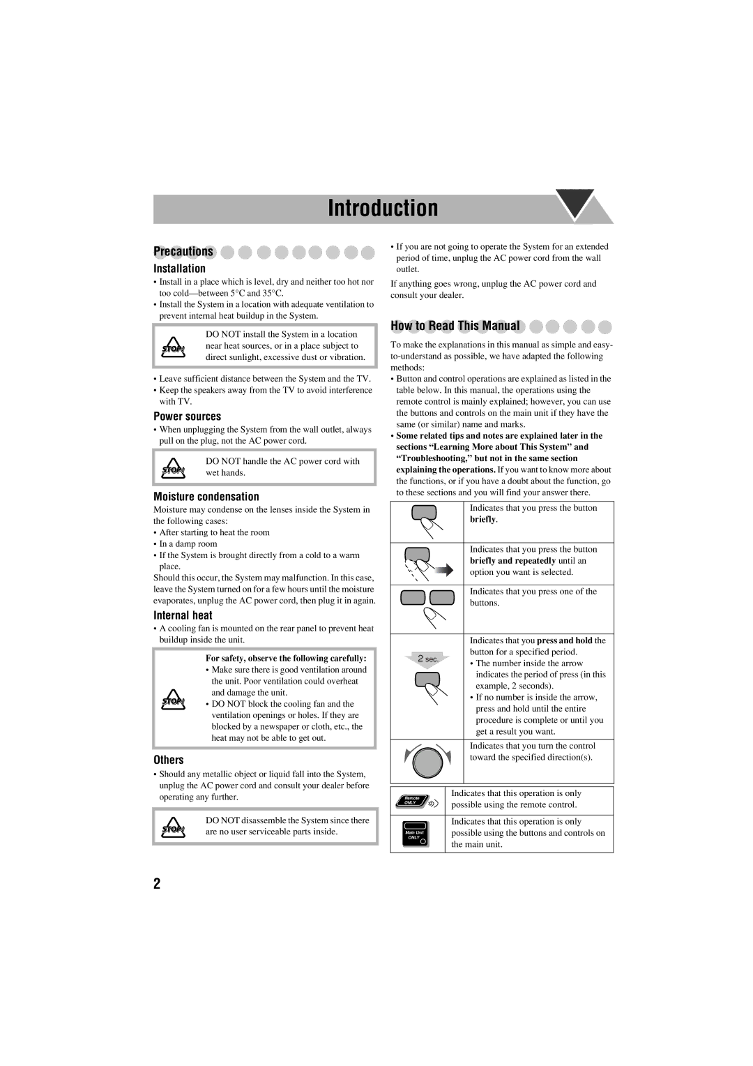 JVC FS-S77B/FS-S77S manual Introduction, Precautions, How to Read This Manual 