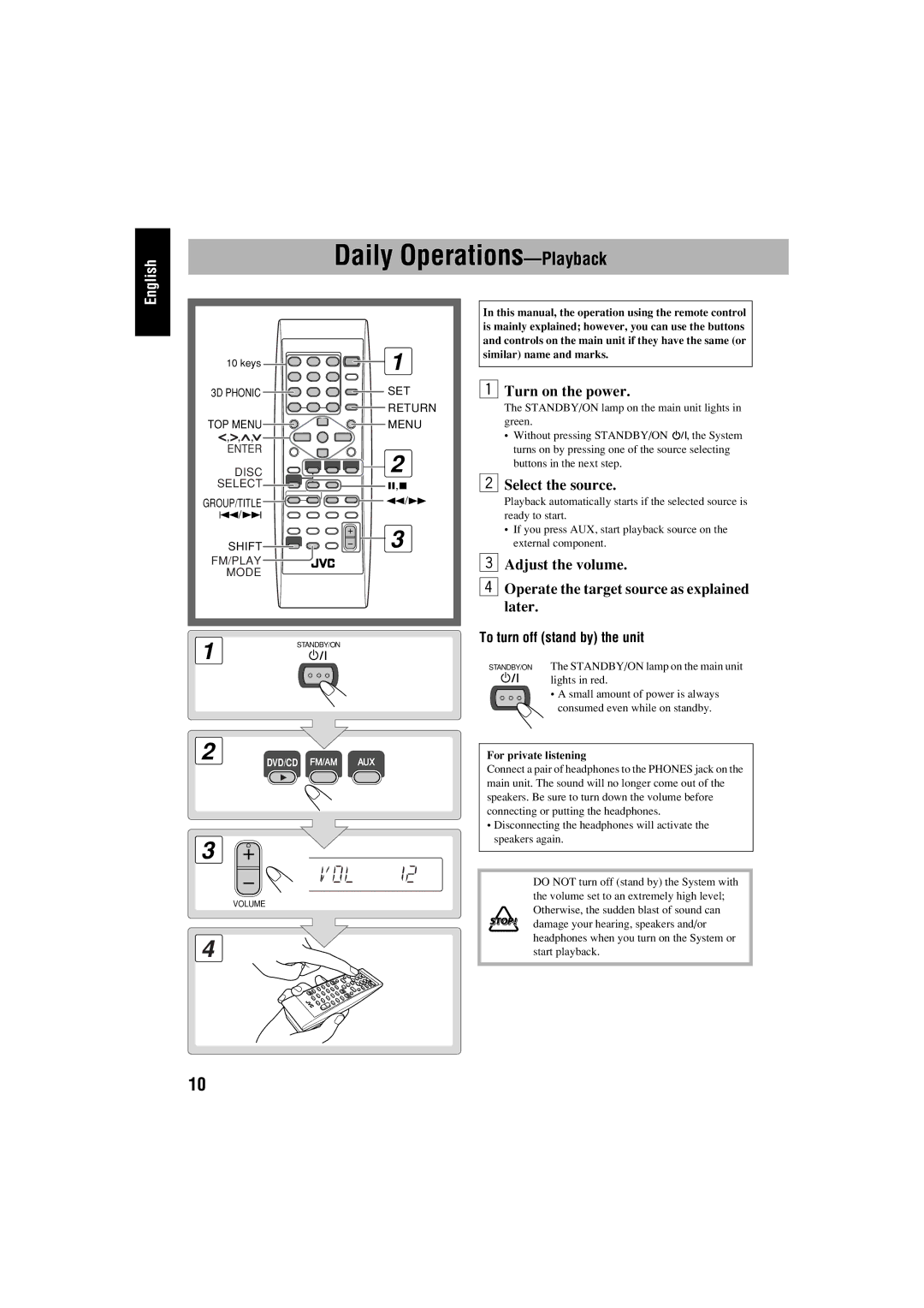 JVC FS-S77B/FS-S77S manual Daily Operations-Playback 
