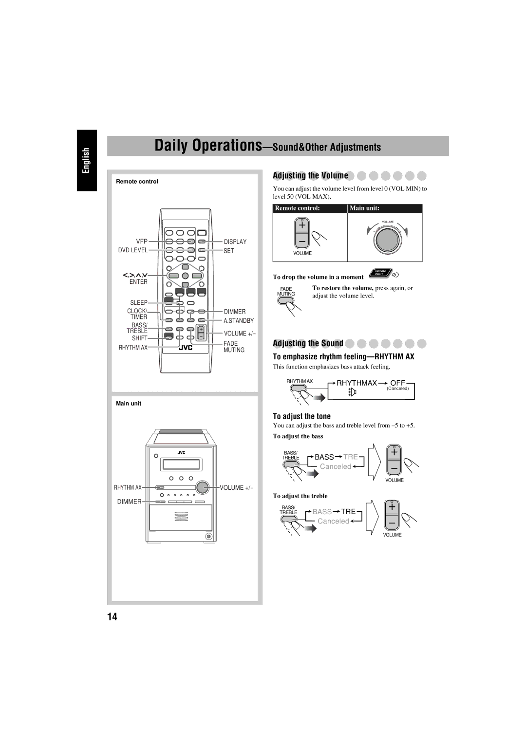 JVC FS-S77B/FS-S77S manual Daily Operations-Sound&Other Adjustments 