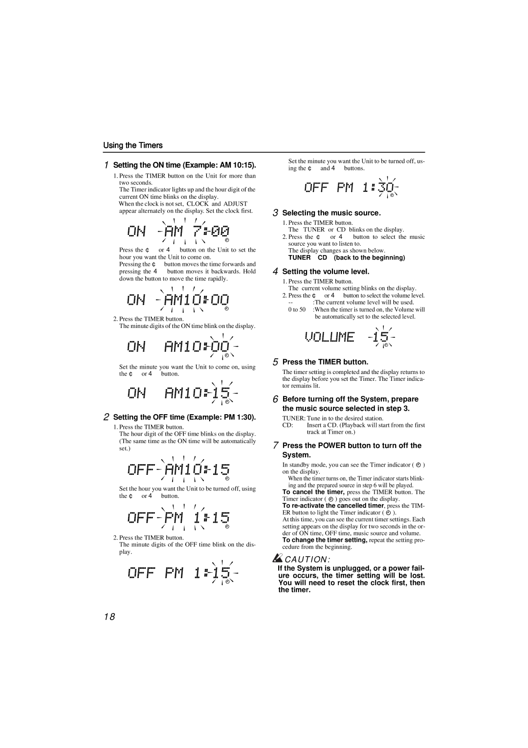 JVC FS-SD990, FS-SD550 manual Setting the on time Example AM 