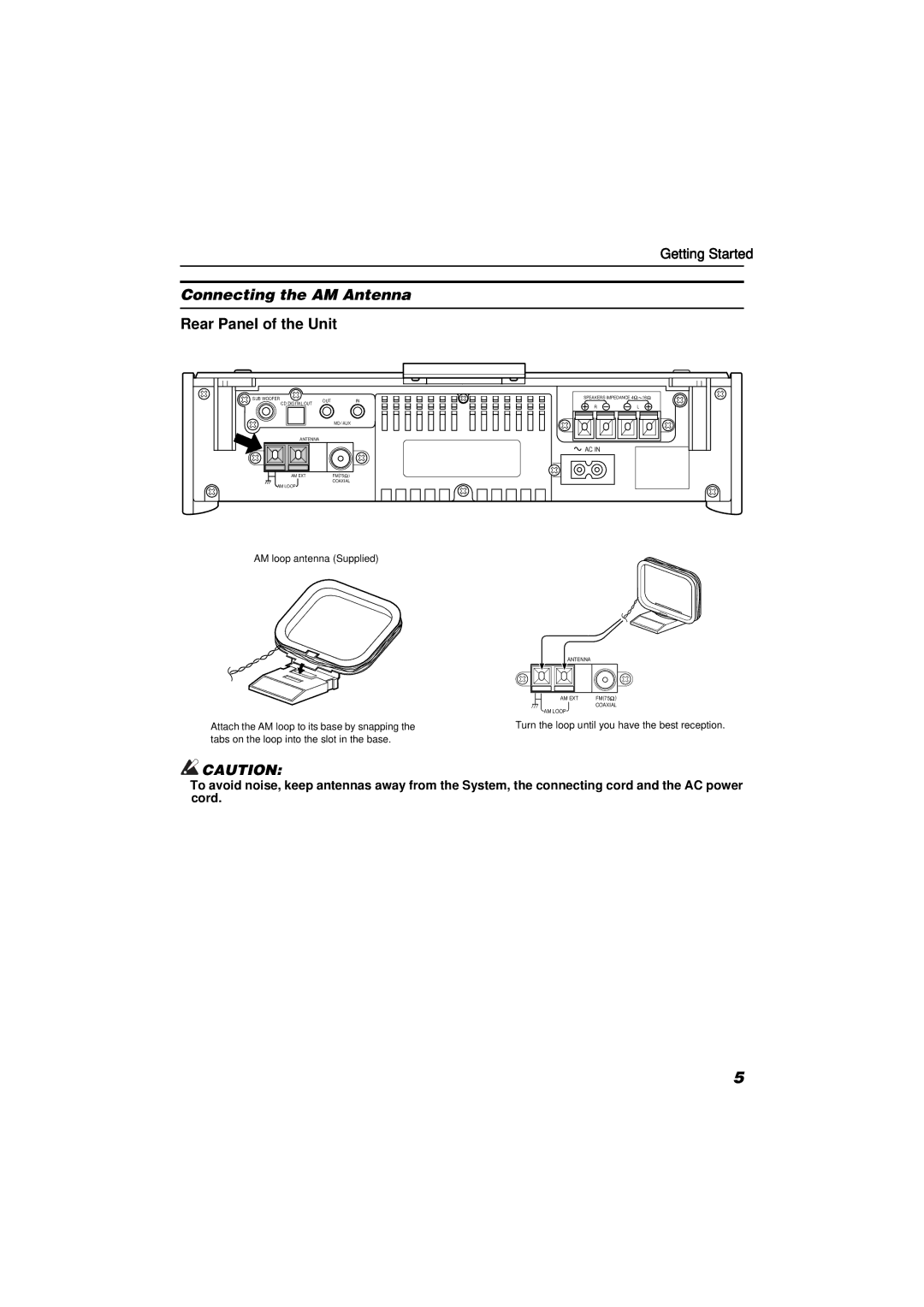 JVC FS-SD550, FS-SD990 manual Connecting the AM Antenna, AM loop antenna Supplied 