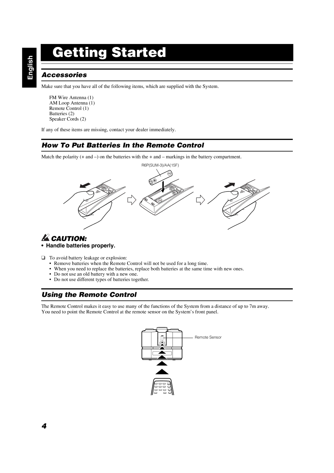 JVC FS-X1/FS-X3 manual Getting Started 