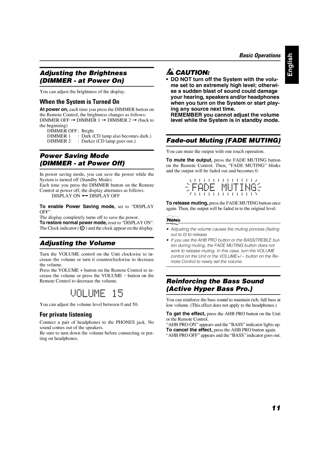 JVC FS-X1/FS-X3 manual Adjusting the Brightness Dimmer at Power On 