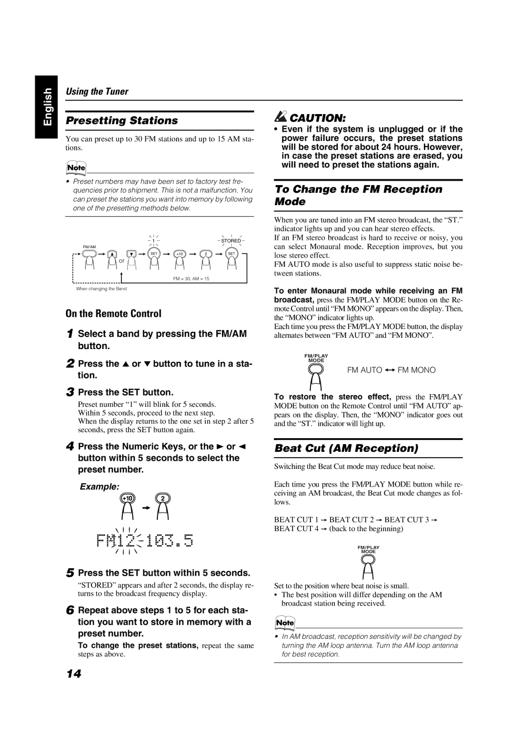 JVC FS-X1/FS-X3 manual Presetting Stations 