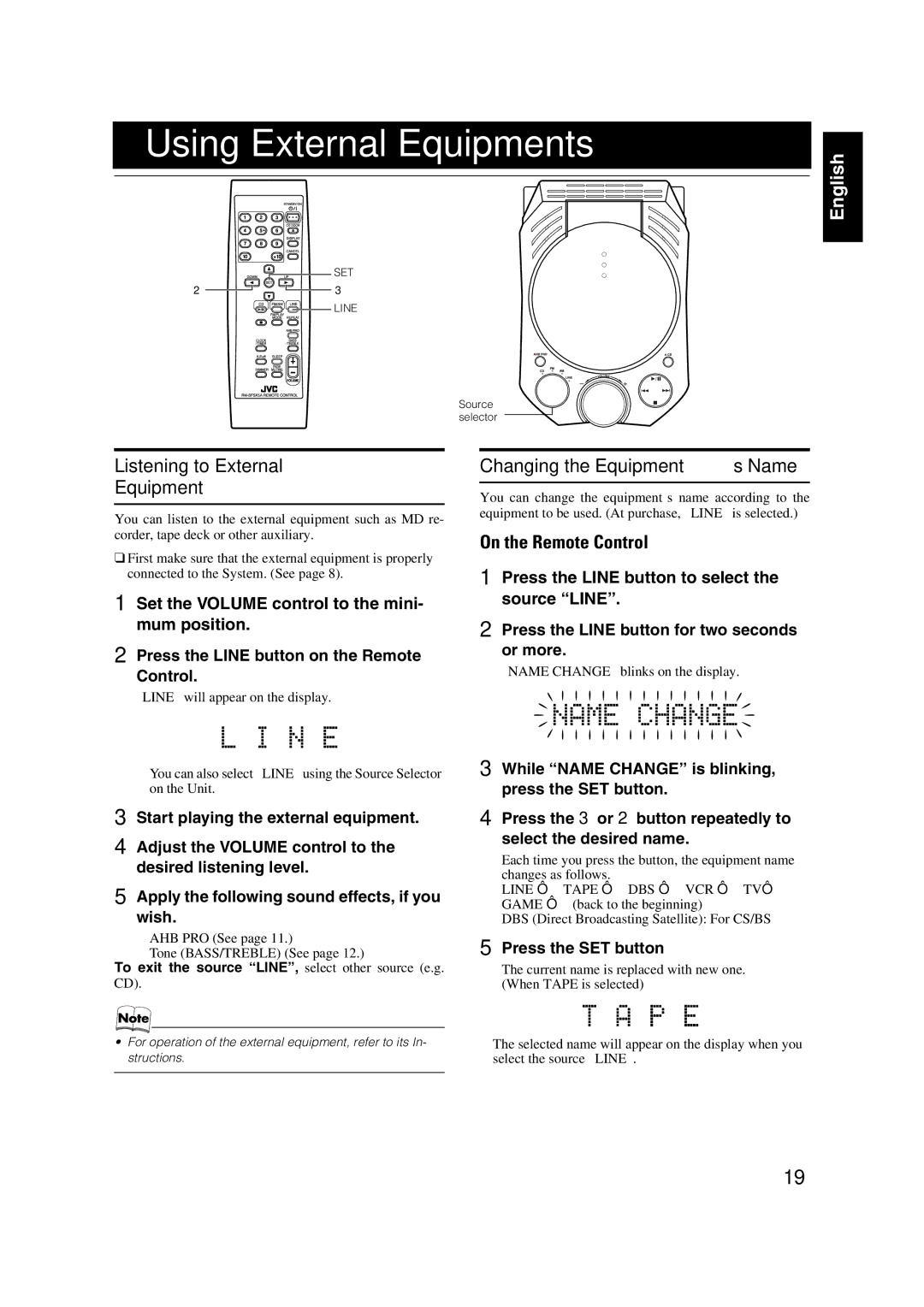 JVC FS-X1/FS-X3 manual Using External Equipments 