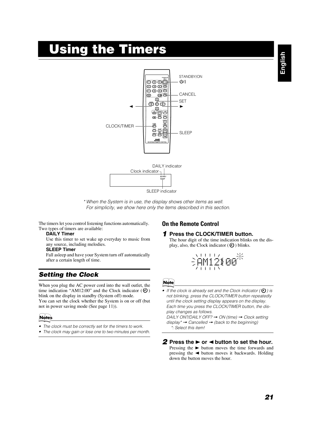 JVC FS-X1/FS-X3 manual Using the Timers 