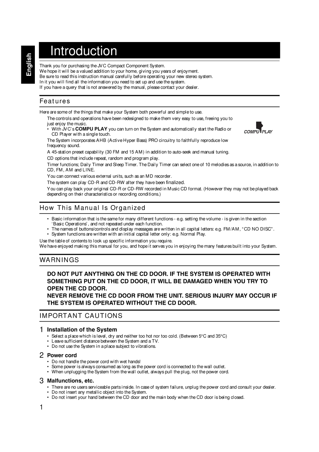 JVC FS-X3, FS-X1 manual Introduction, Features, How This Manual Is Organized 