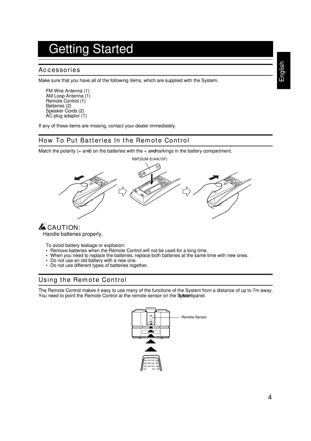 JVC FS-X3, FS-X1 manual Getting Started 