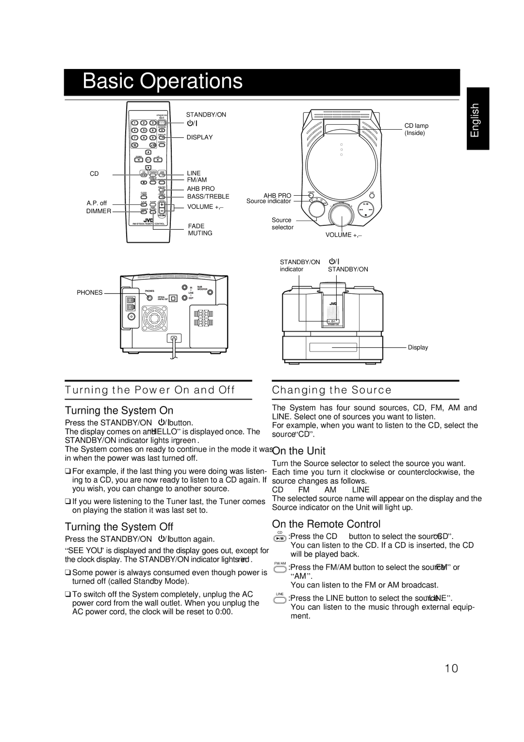 JVC FS-X3, FS-X1 manual Volume + STANDBY/ON 