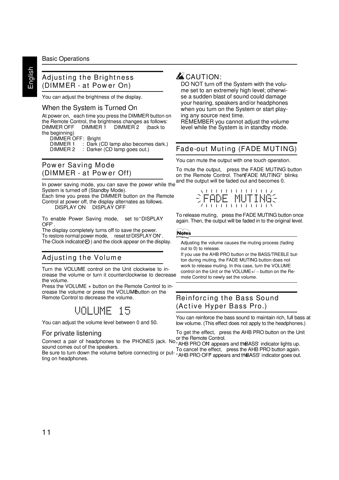 JVC FS-X1, FS-X3 manual Adjusting the Brightness Dimmer at Power On 