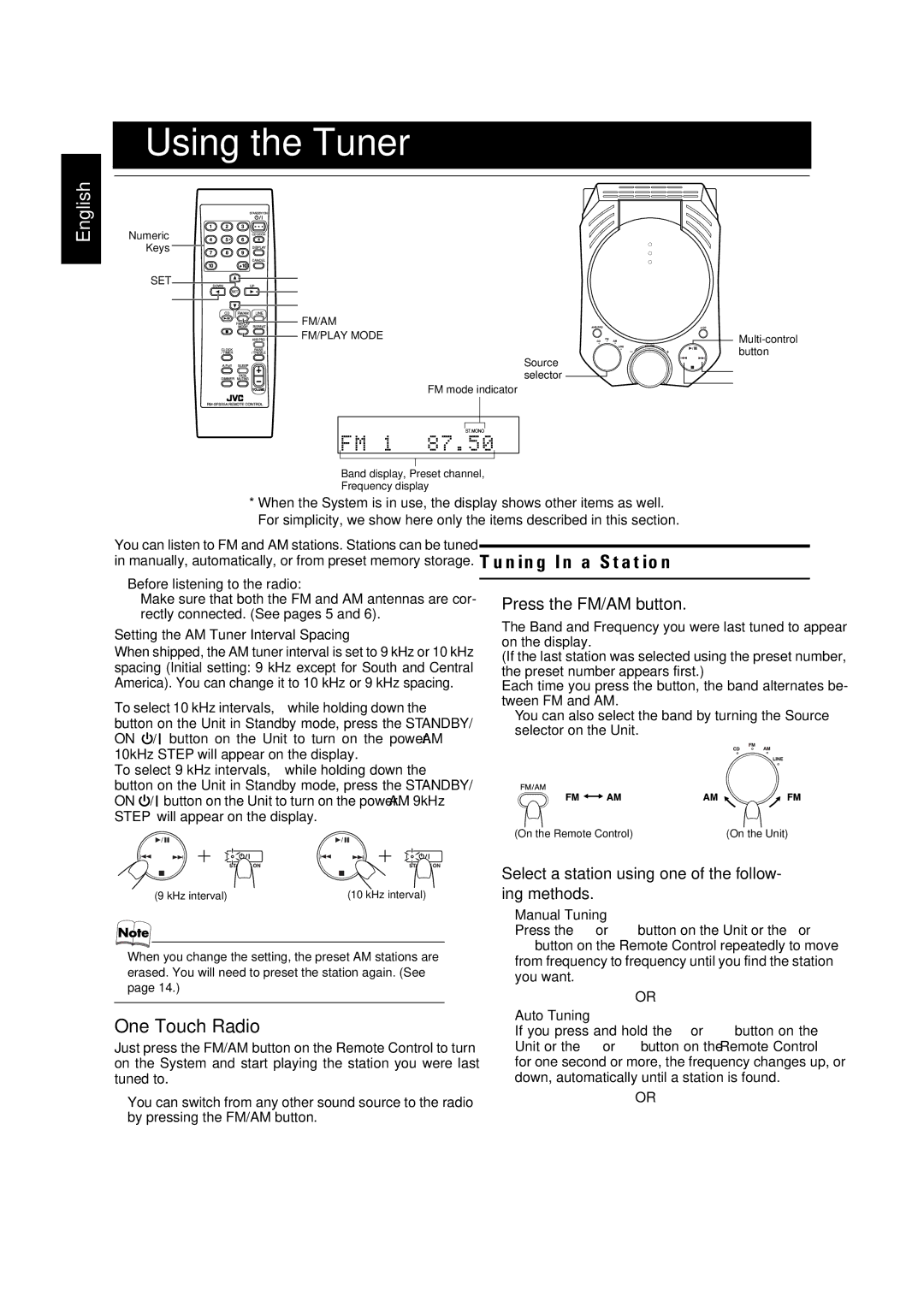 JVC FS-X1, FS-X3 manual Using the Tuner 