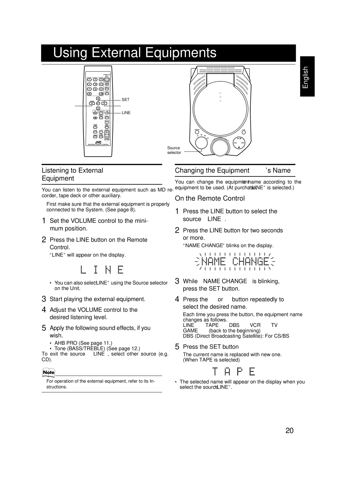 JVC FS-X3, FS-X1 manual Using External Equipments 