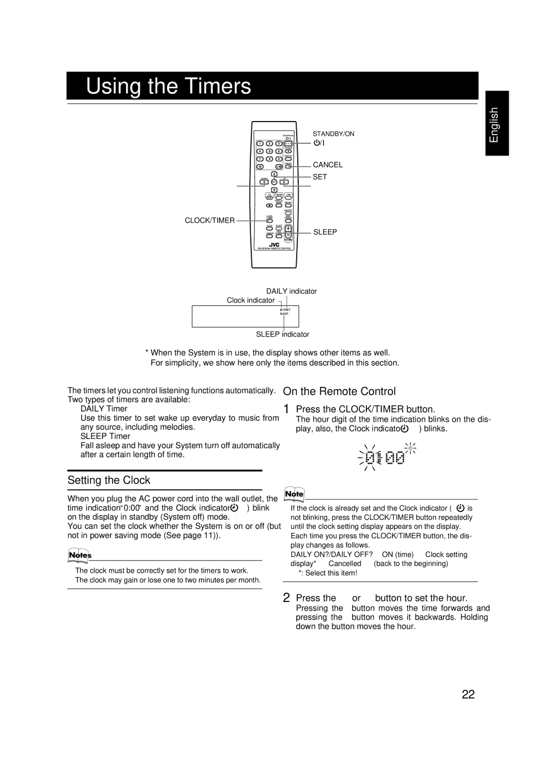 JVC FS-X3, FS-X1 manual Using the Timers 