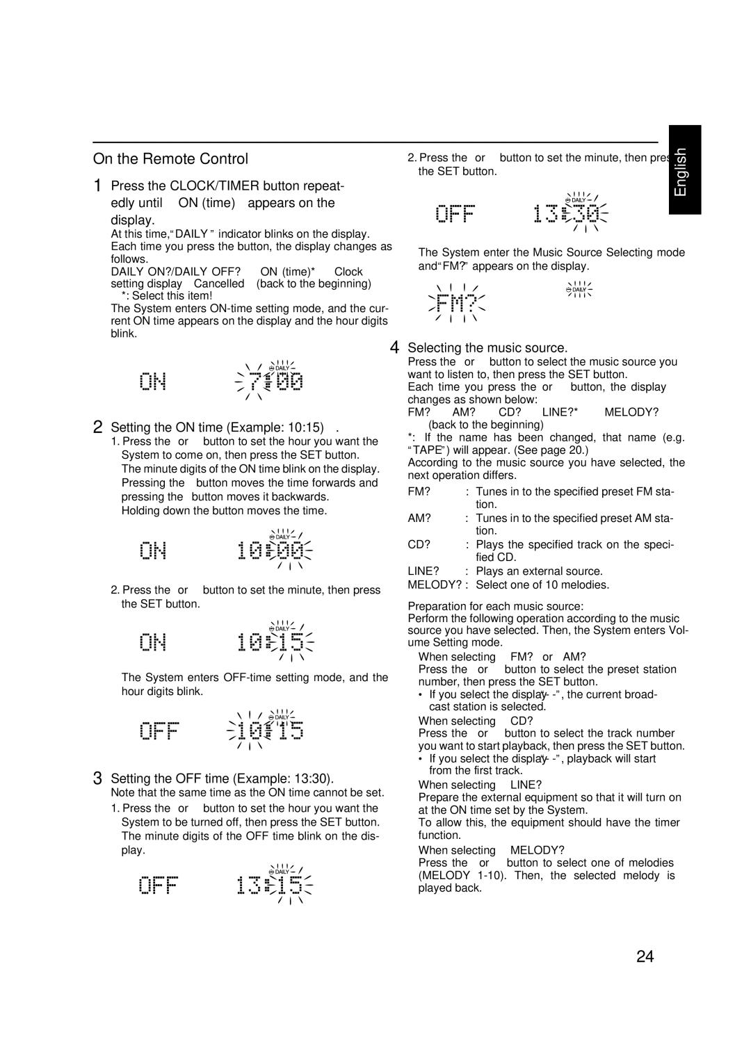 JVC FS-X3, FS-X1 manual Using the Timers 