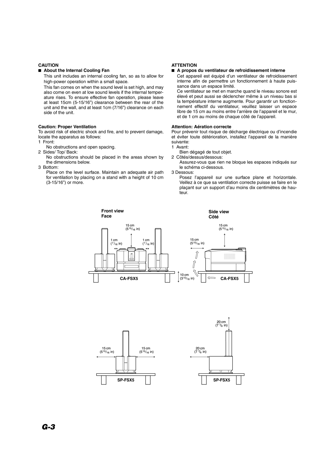 JVC FS-X5 manual Front view Face 