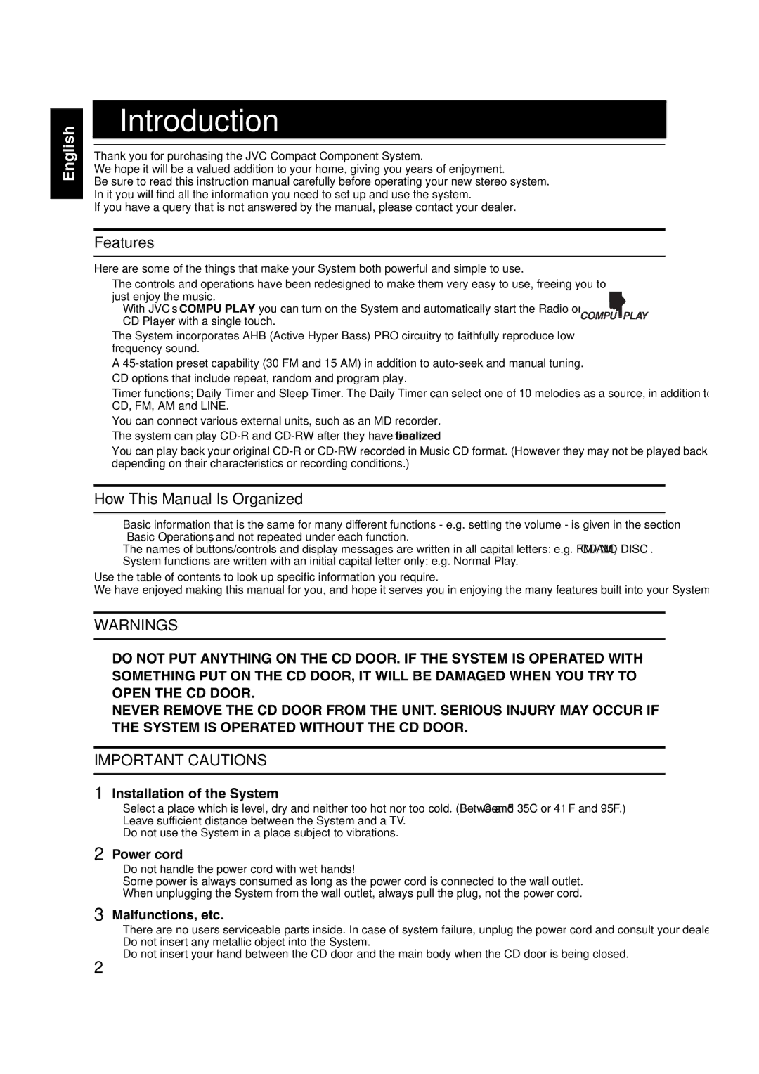 JVC FS-X5 manual Introduction, Features, How This Manual Is Organized 