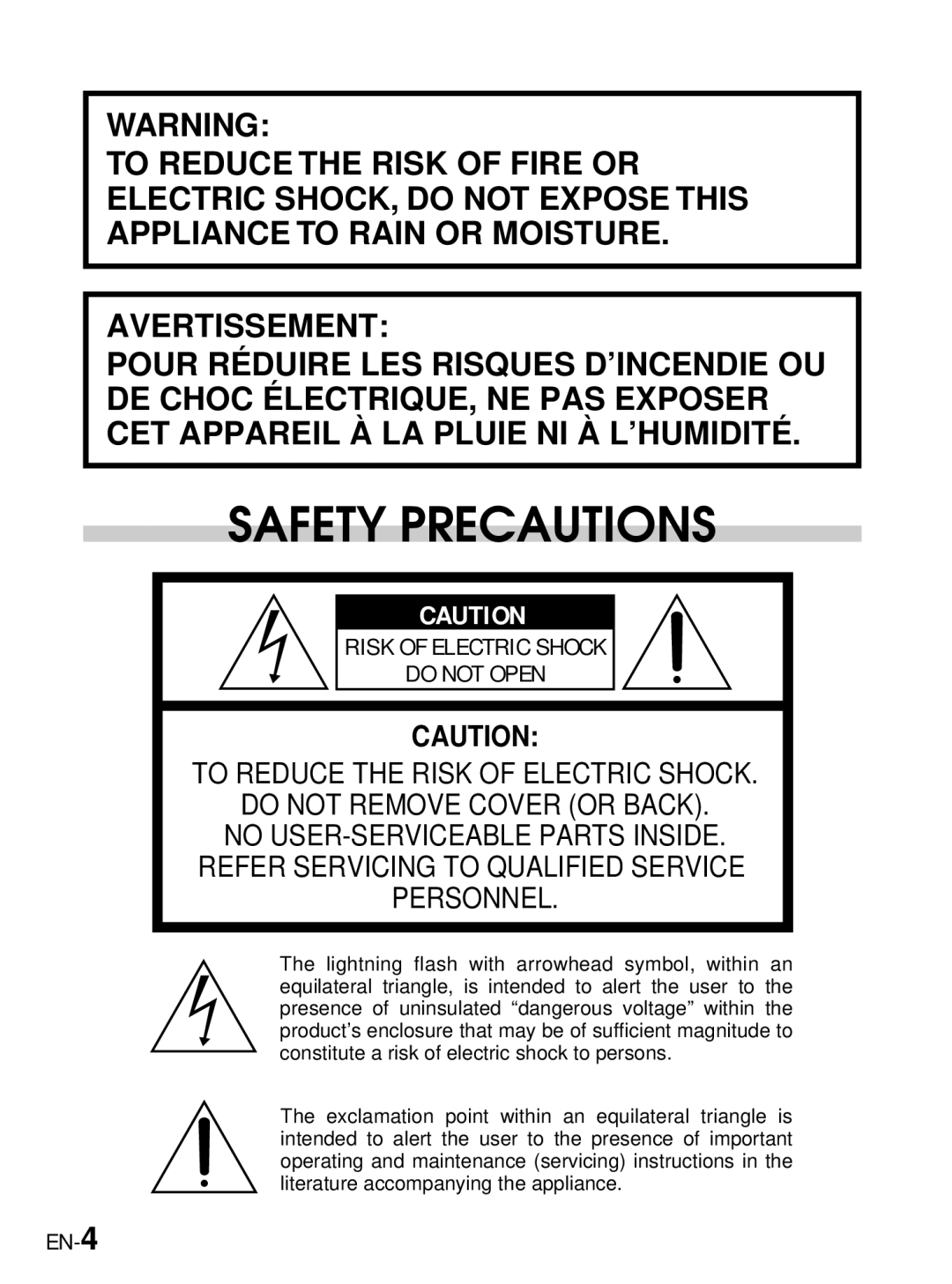 JVC GC-A33 manual Safety Precautions, EN-4 