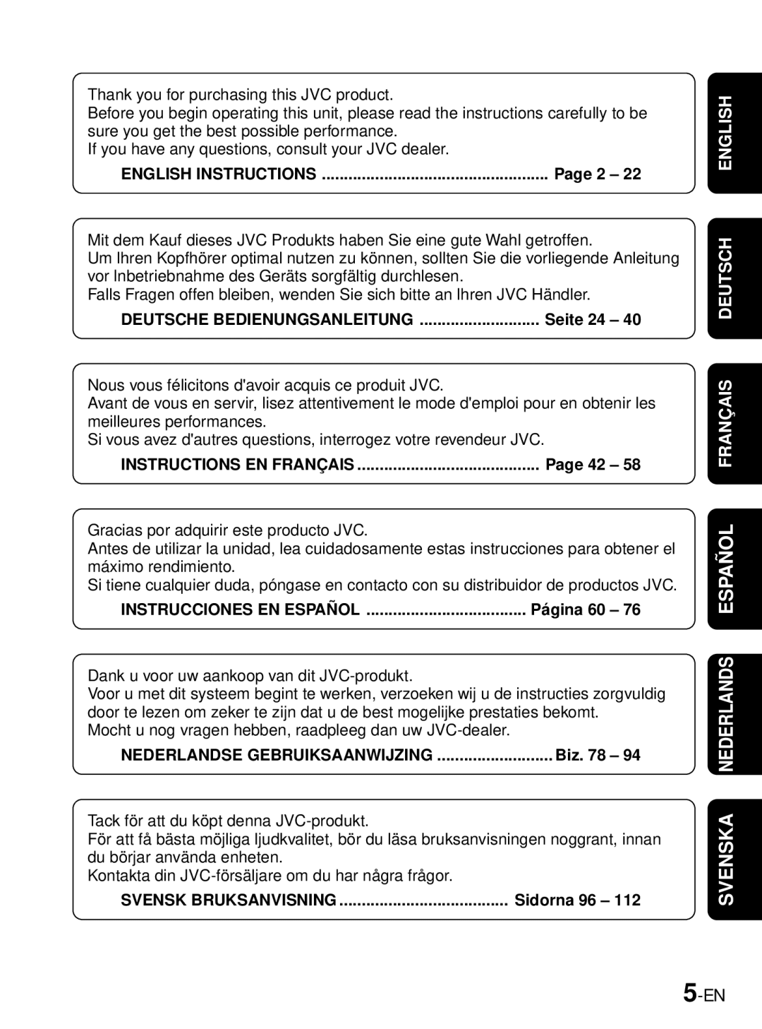 JVC GC-A33 manual Espa OLÑ 