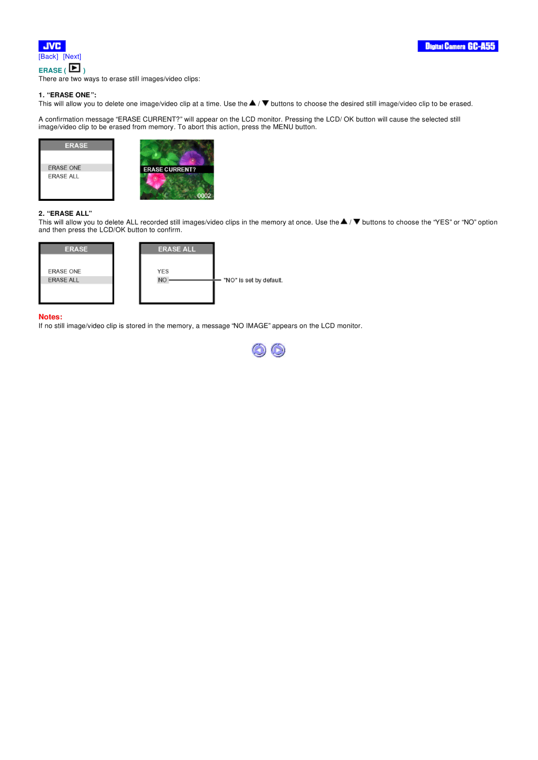 JVC GC-A55 instruction manual Erase ONE 