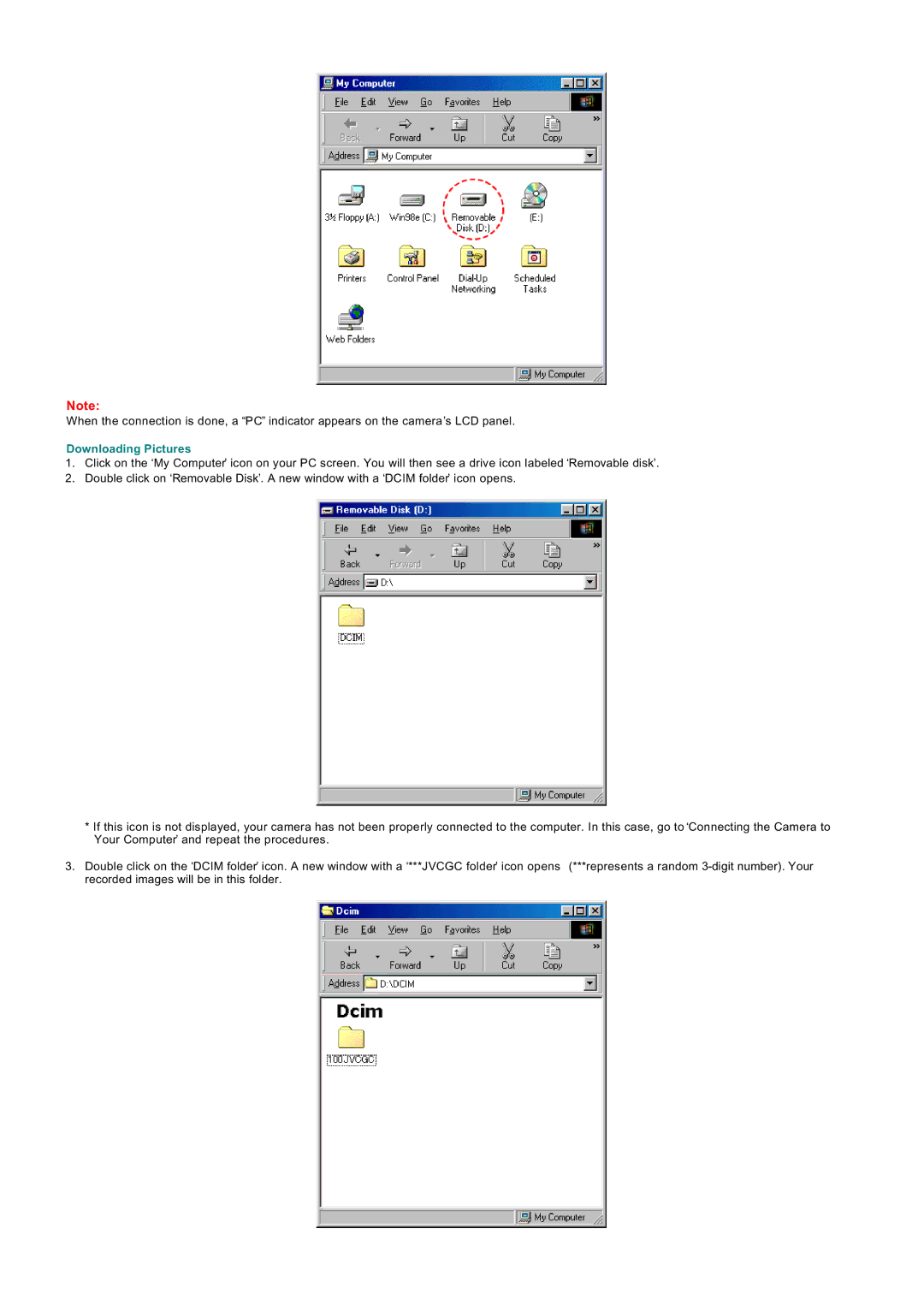 JVC GC-A55 instruction manual Downloading Pictures 