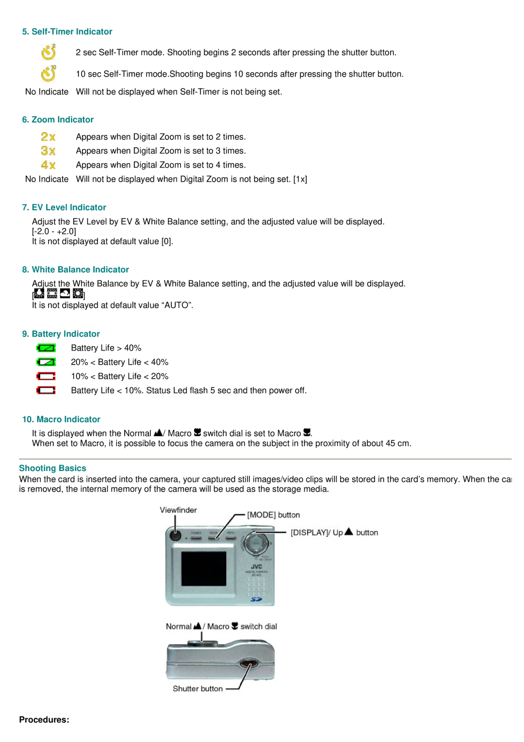 JVC GC-A70 instruction manual Self-Timer Indicator 