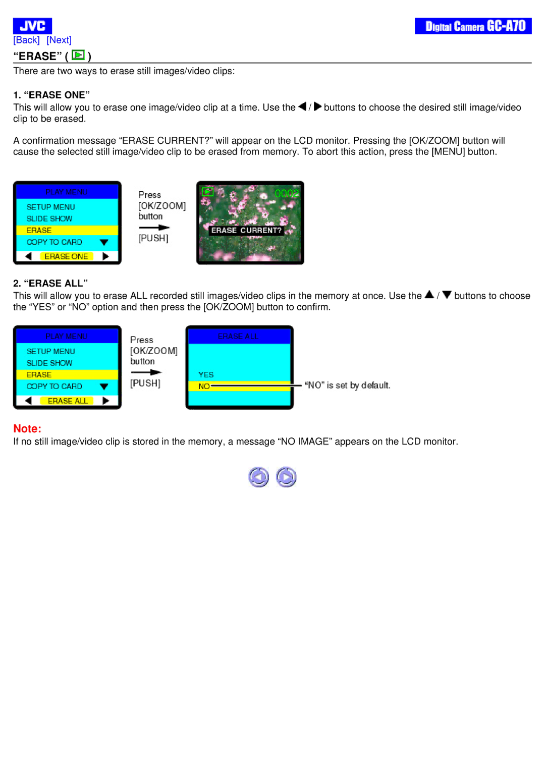 JVC GC-A70 instruction manual Erase ONE 