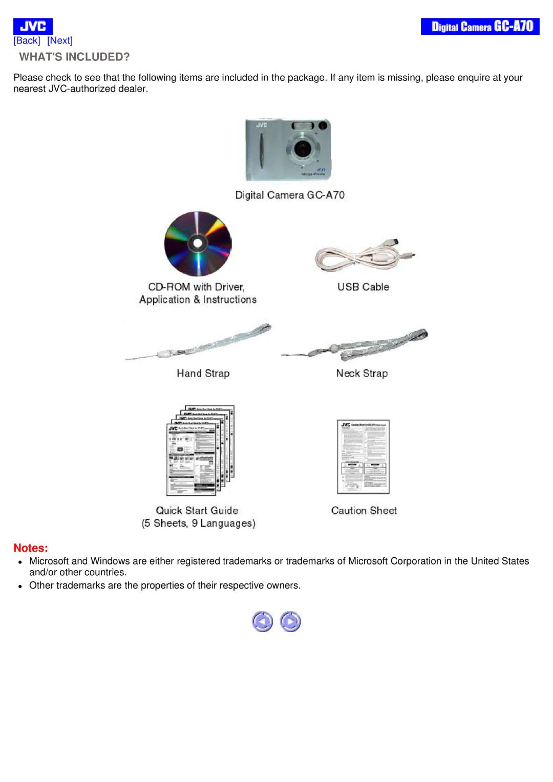 JVC GC-A70 instruction manual Whats INCLUDED? 