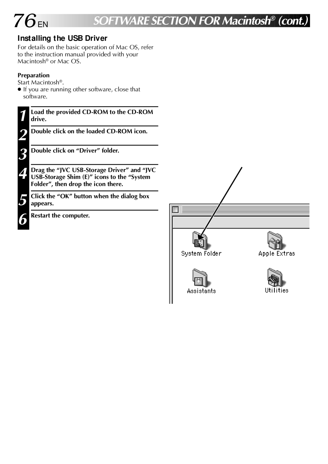 JVC GC-QX3 manual 76 EN, Software Section for Macintosh 