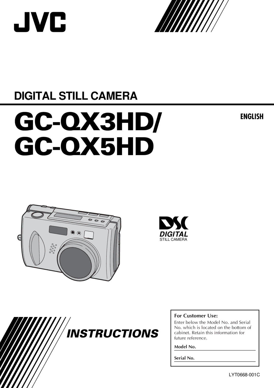 JVC manual GC-QX3HD/ GC-QX5HD, For Customer Use 