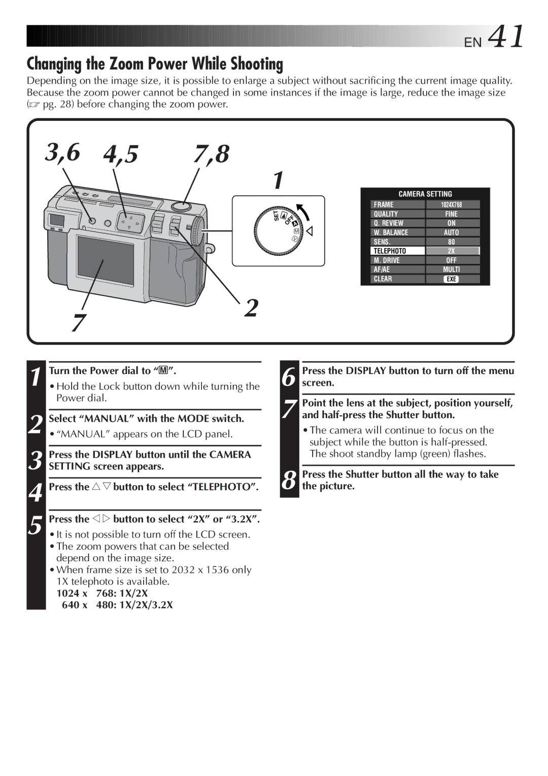 JVC GC-QX5HD, GC-QX3HD manual Changing the Zoom Power While Shooting, Turn the Power dial to M 