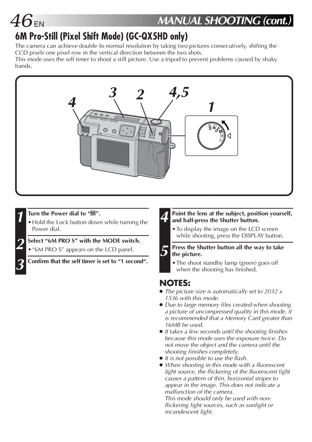 JVC GC-QX3HD manual 46 EN, 6M Pro-Still Pixel Shift Mode GC-QX5HD only 