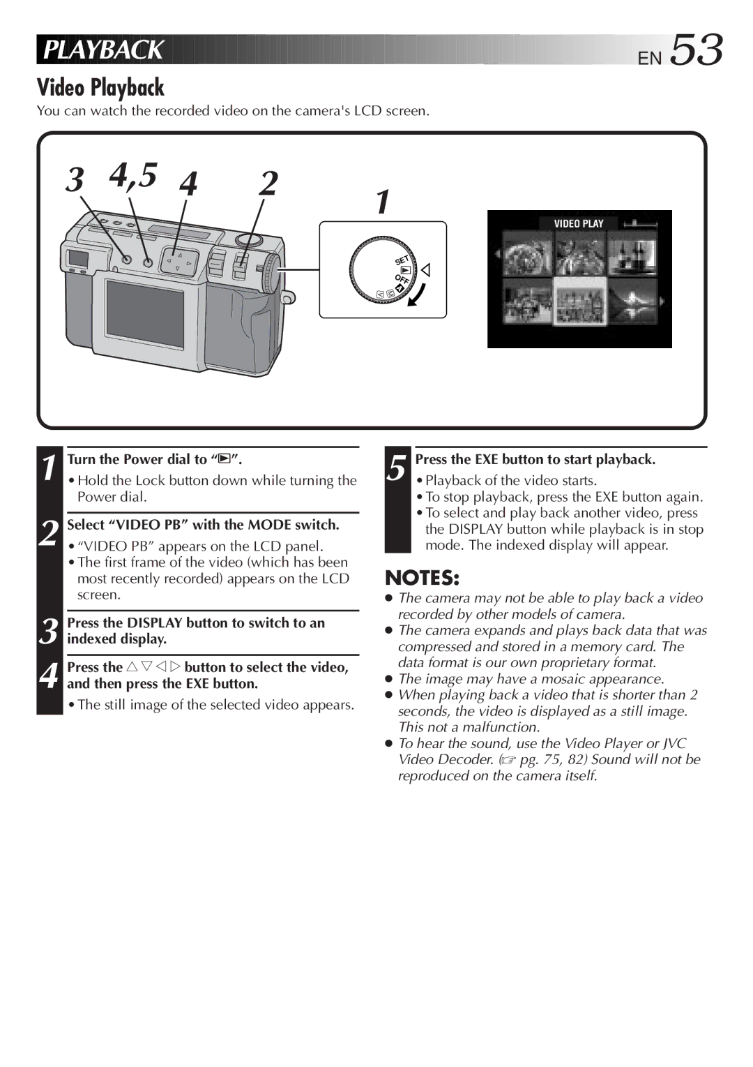 JVC GC-QX5HD, GC-QX3HD manual Video Playback 