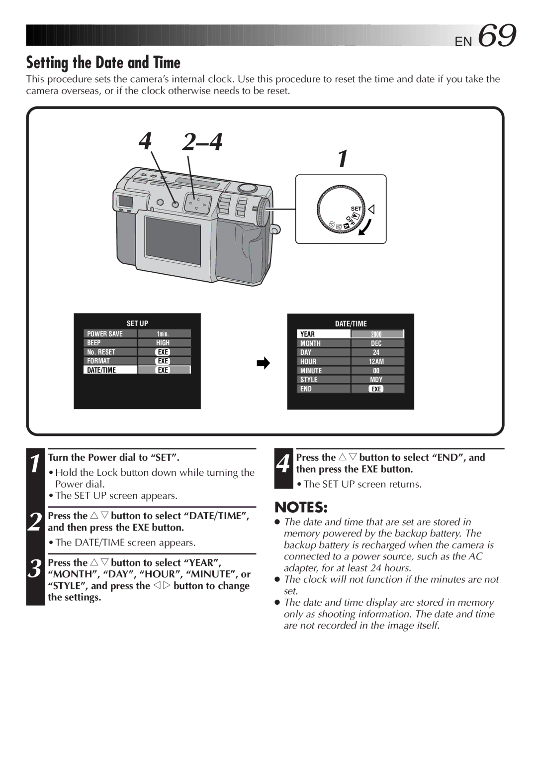 JVC GC-QX5HD, GC-QX3HD manual Setting the Date and Time 