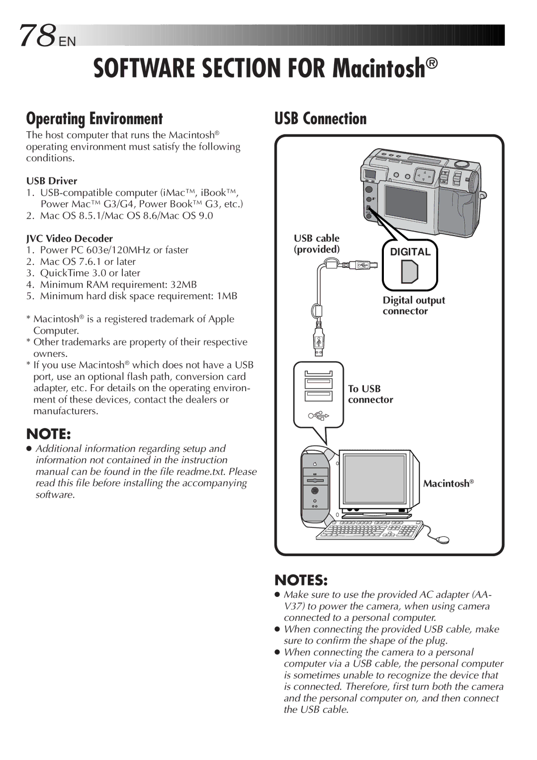 JVC GC-QX3HD, GC-QX5HD manual 78 EN, JVC Video Decoder, Macintosh 