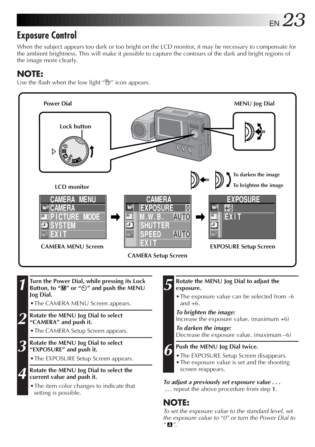 JVC GC-S1 manual Exposure Control, Camera, Exposure EX I T 