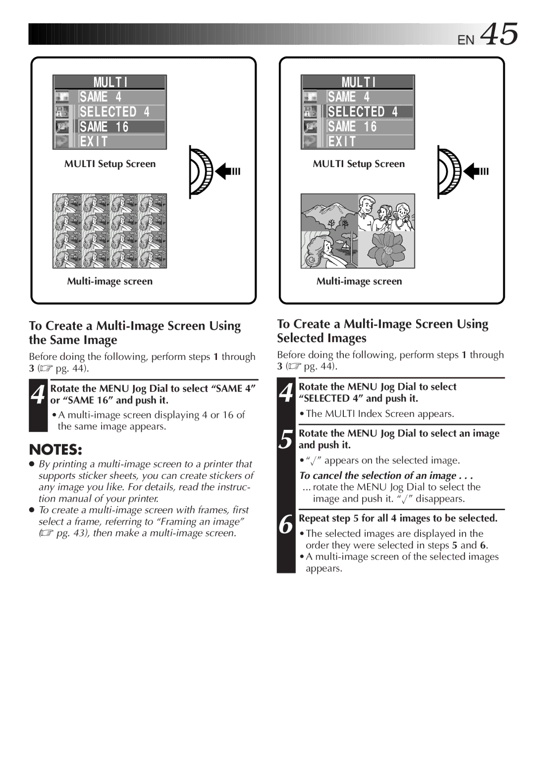 JVC GC-S1 manual Mult Same Selected, To Create a Multi-Image Screen Using the Same Image 