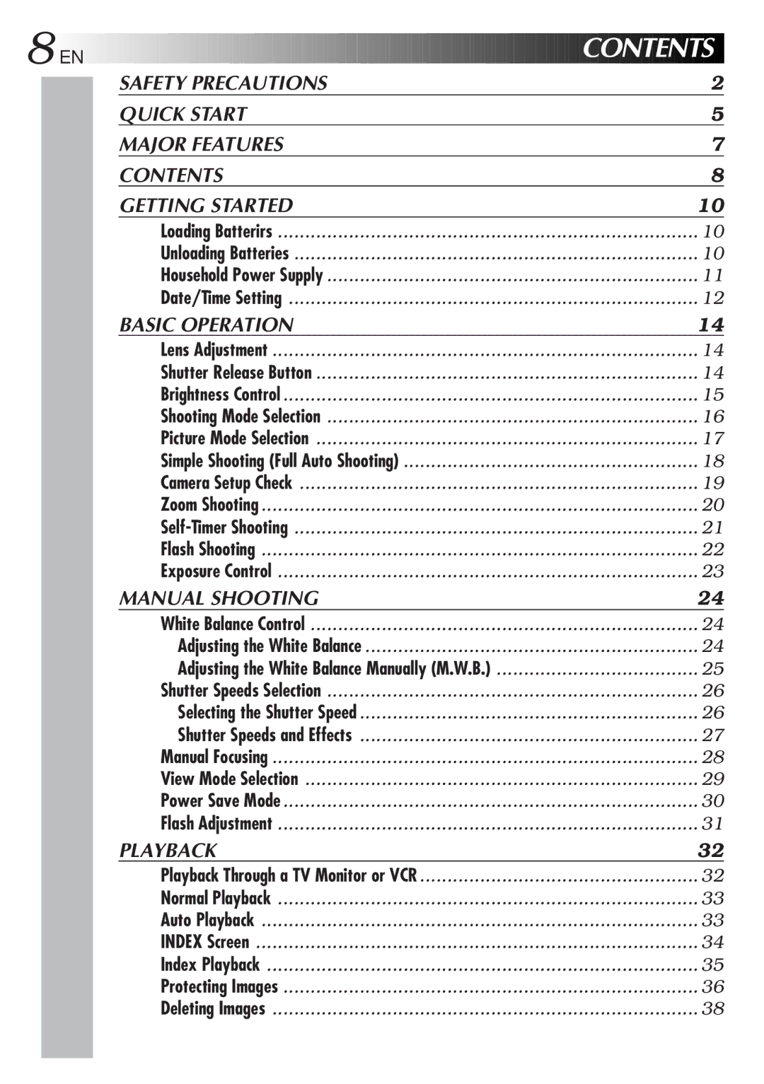 JVC GC-S1 manual Contents 