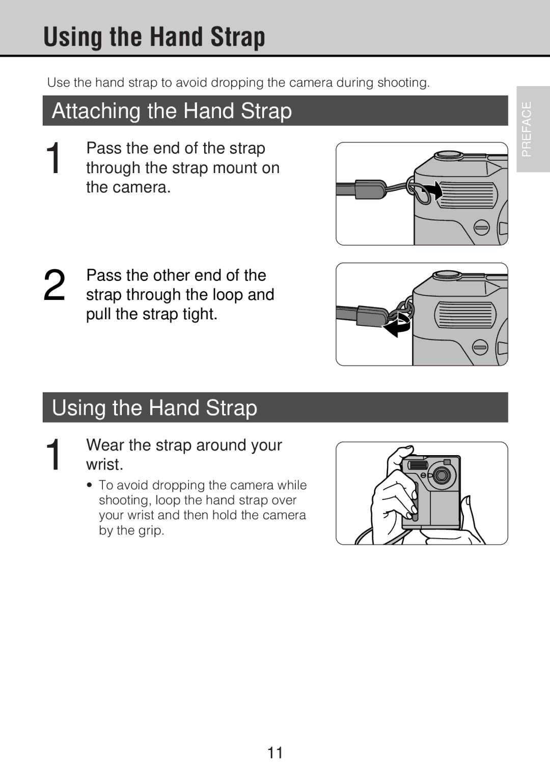 JVC GC-S5 manual Using the Hand Strap, Attaching the Hand Strap 