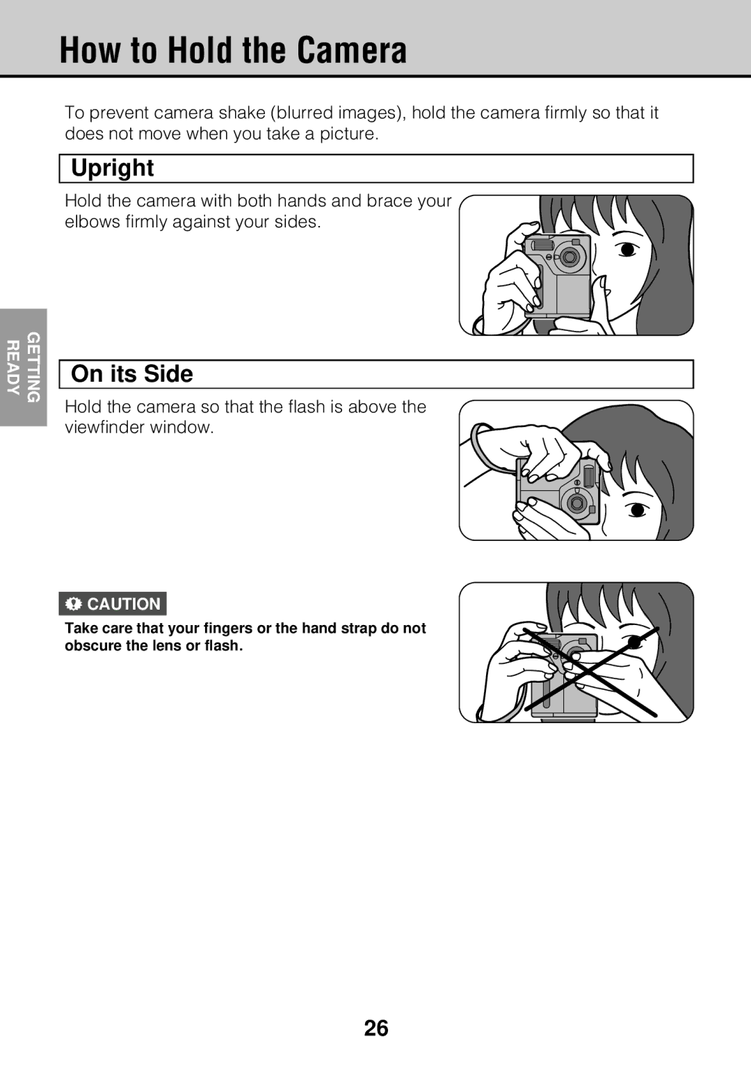 JVC GC-S5 manual How to Hold the Camera, Upright, On its Side 