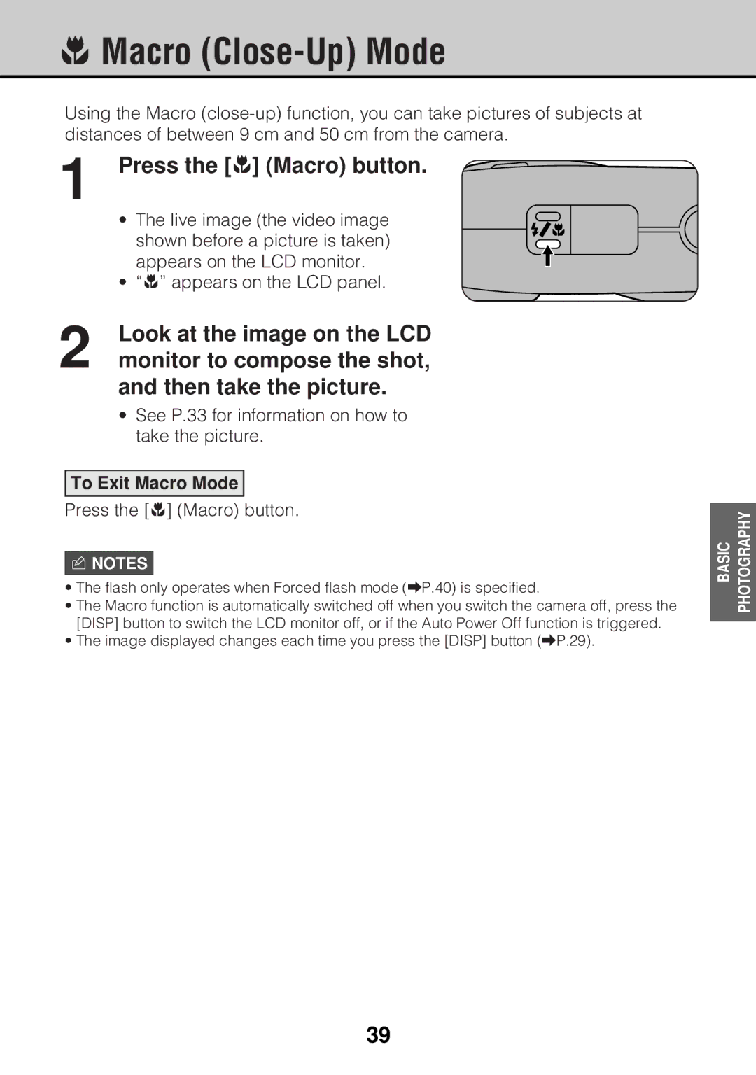 JVC GC-S5 manual Macro Close-Up Mode, Press the m Macro button, To Exit Macro Mode 