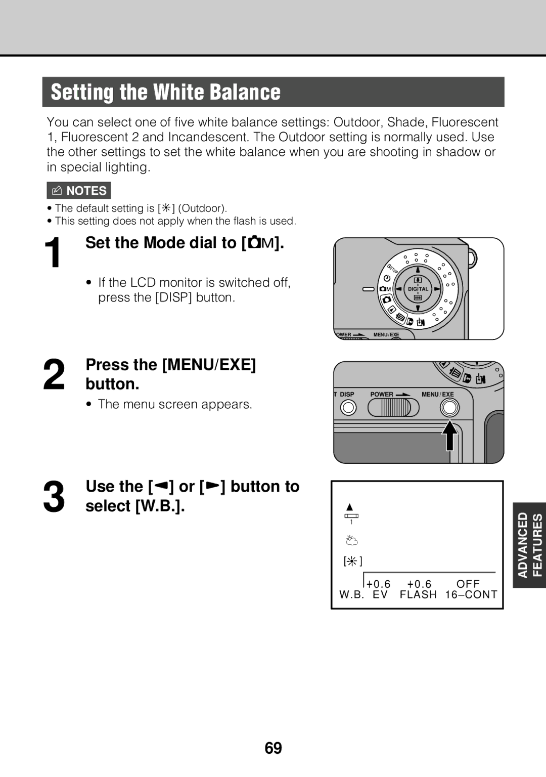 JVC GC-S5 manual Setting the White Balance, Select W.B 